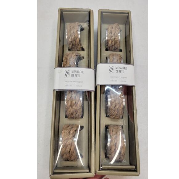 Aluminum Napkin Rings with Rope Design (Set of 8), 2" x 2", Natural - Picture 3 of 6